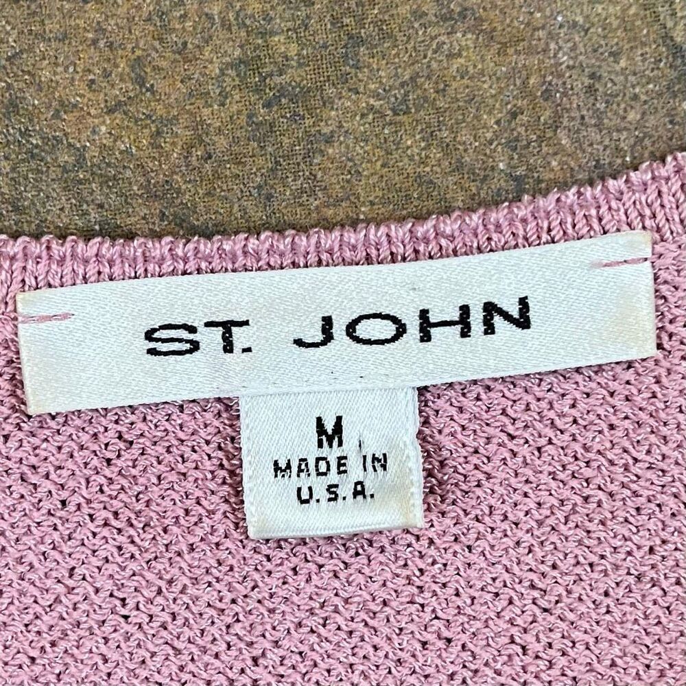 St. John Light Pink Ribbed Cropped Sleeveless Tank Top Medium - Picture 4 of 8
